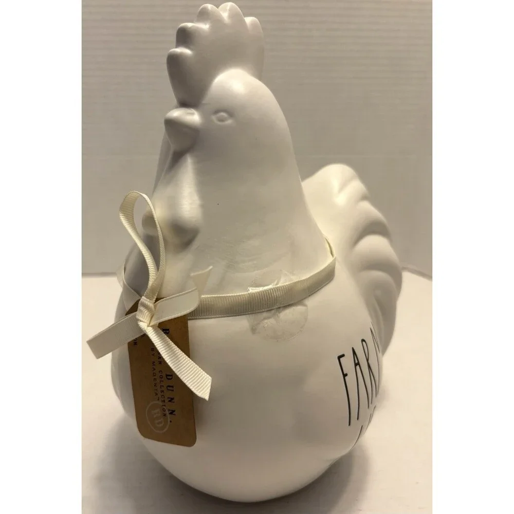 Rae Dunn Artisan Canister Cookie Jar Farm House Life Chicken Rooster White NWT